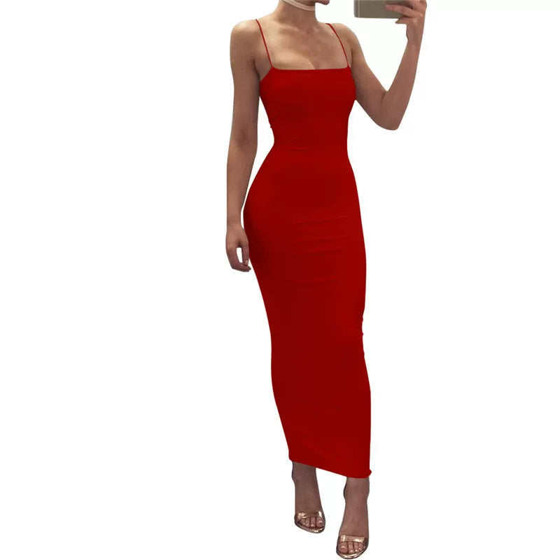 Kishai | Women’s Summer Suspender Maxi Dress with Backless Slim-Fit Silhouette