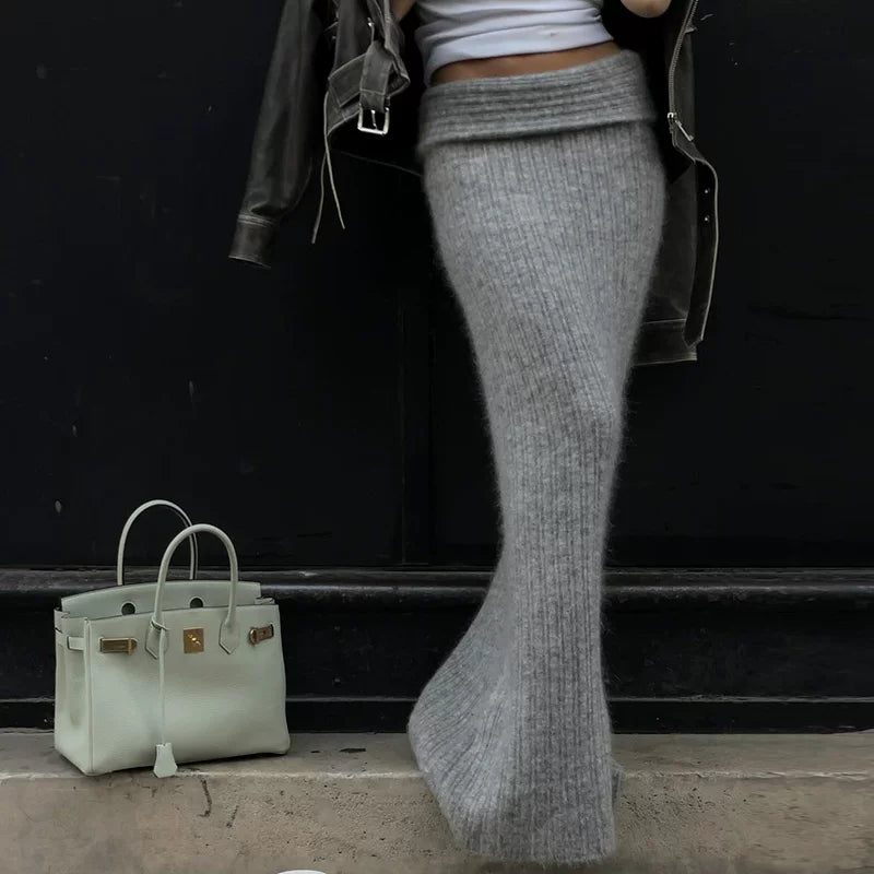 Kishai | Women’s Winter One-Shoulder Sweater and Fishtail Skirt Set with Long Sleeve Top