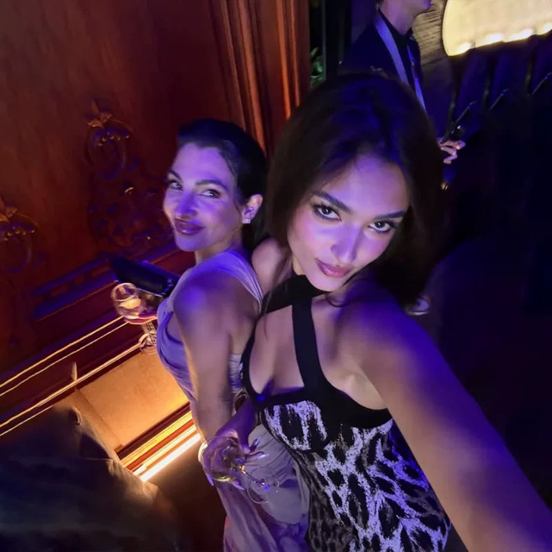 Kishai | Women’s V-Neck Halter Maxi Dress with Leopard Print Panel and Figure-Flattering Silhouette