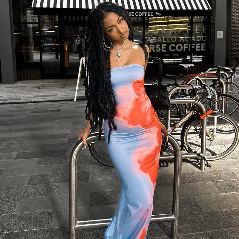 Kishai | Women’s Vintage-Inspired Strapless Maxi Dress for Summer with Slim Waist and Figure-Hugging Silhouette