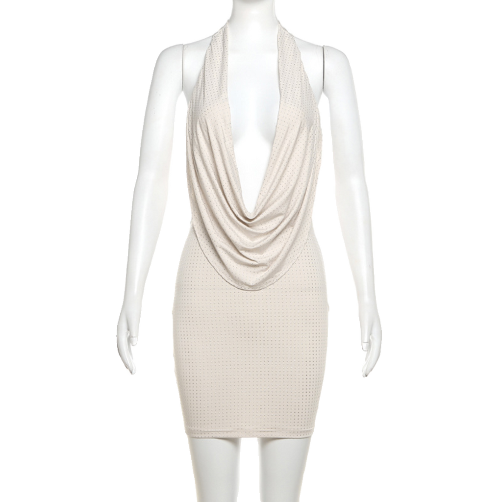 Kishai | Women’s Spring Halter Backless Bodycon Dress with Low-Cut Front and Hip-Covering Design