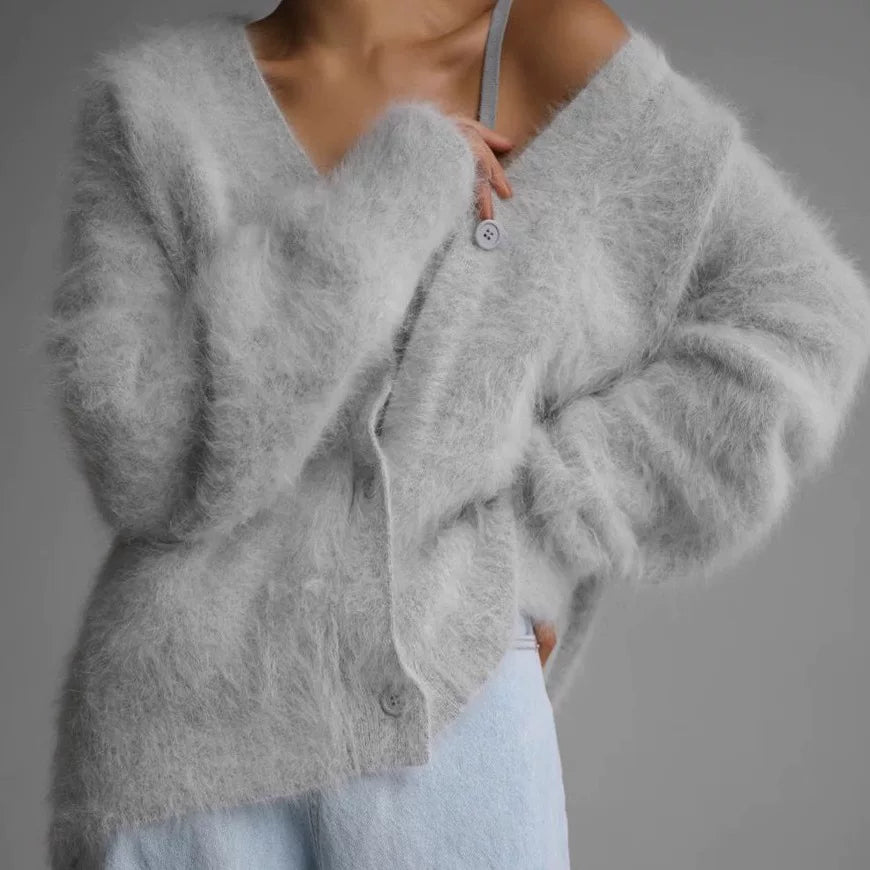 Kishai | Women’s V-Neck Loose Knitted Cardigan Sweater for Everyday Wear