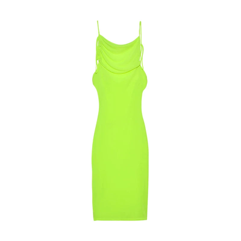 Kishai | Women’s Summer Solid Color Backless Strappy Maxi Dress with Pile Collar