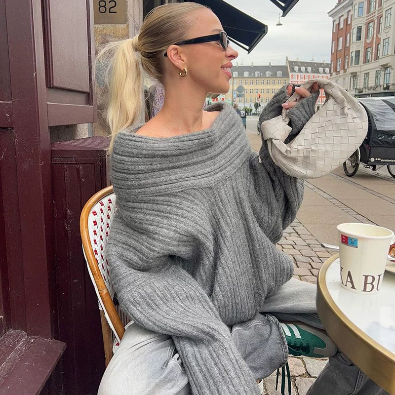 Kishai | Women’s Winter One-Shoulder Sweater and Fishtail Skirt Set with Long Sleeve Top