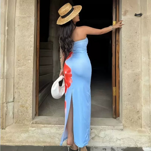 Kishai | Women’s Vintage-Inspired Strapless Maxi Dress for Summer with Slim Waist and Figure-Hugging Silhouette