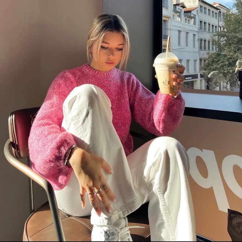 Kishai | Women’s Autumn-Winter Knitted Loose Sweater with Tie Backless Design