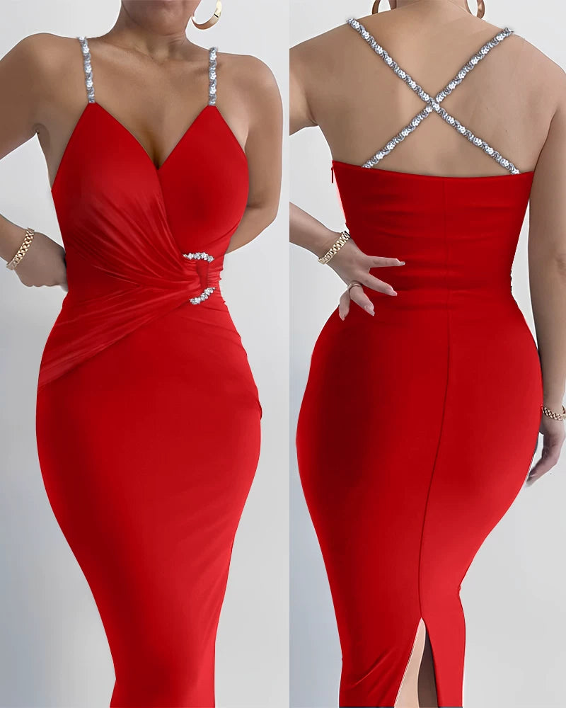 Kishai | Women’s One-Shoulder Long Sleeve Bodycon Dress with Waist-Enhancing Design