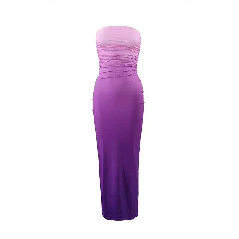 Kishai | Women’s Gradient Summer Midi Tube Dress with Slim-Fit Hip-Hugging Design